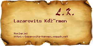 Lazarovits Kármen névjegykártya